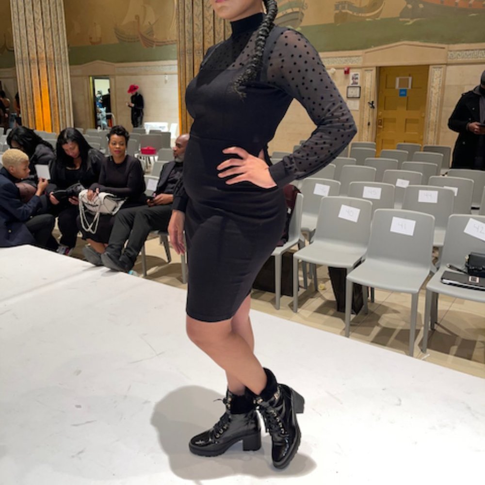 Fashion Nova Black Mesh Large Bodycon Midi Dress
